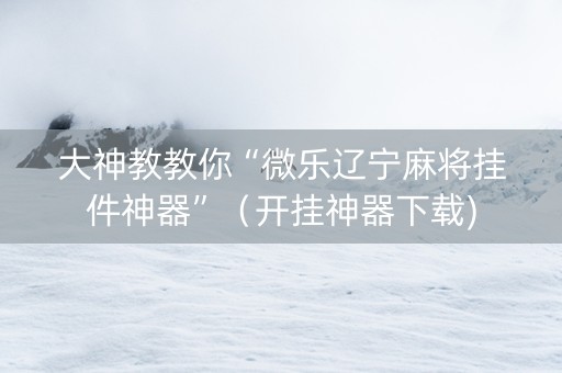 大神教教你“微乐辽宁麻将挂件神器”（开挂神器下载)