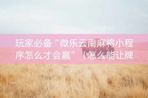 玩家必备“微乐云南麻将小程序怎么才会赢”（怎么能让牌好一点)