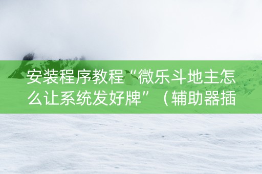 安装程序教程“微乐斗地主怎么让系统发好牌”（辅助器插件)