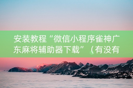 安装教程“微信小程序雀神广东麻将辅助器下载”（有没有猫腻)