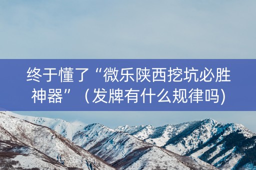 终于懂了“微乐陕西挖坑必胜神器”（发牌有什么规律吗)