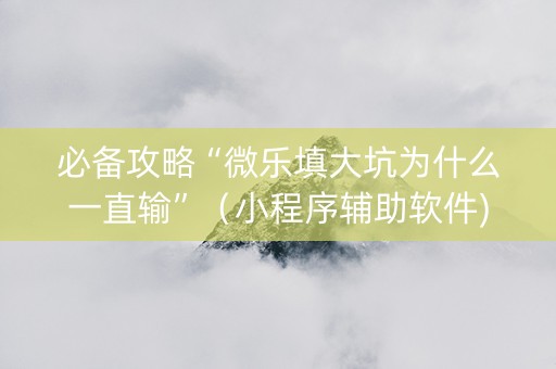 必备攻略“微乐填大坑为什么一直输”（小程序辅助软件)