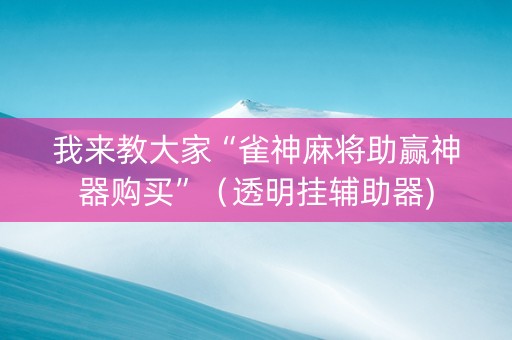 我来教大家“雀神麻将助赢神器购买”（透明挂辅助器)