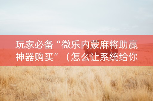 玩家必备“微乐内蒙麻将助赢神器购买”（怎么让系统给你发好牌)