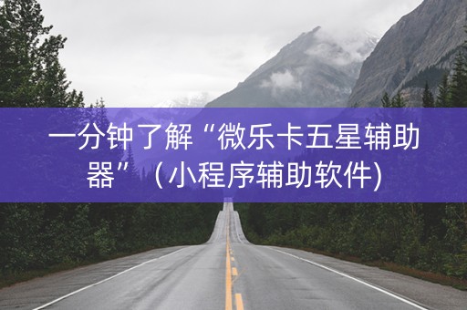 一分钟了解“微乐卡五星辅助器”（小程序辅助软件)