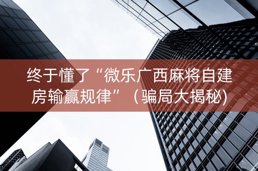 终于懂了“微乐广西麻将自建房输赢规律”（骗局大揭秘)
