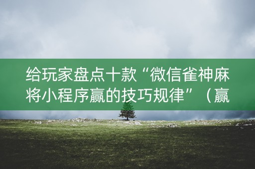 给玩家盘点十款“微信雀神麻将小程序赢的技巧规律”（赢的技巧规律)