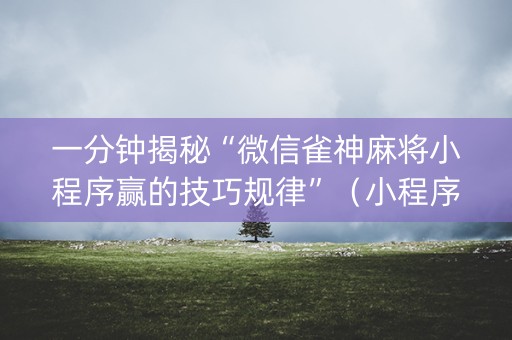 一分钟揭秘“微信雀神麻将小程序赢的技巧规律”（小程序怎么才会赢)