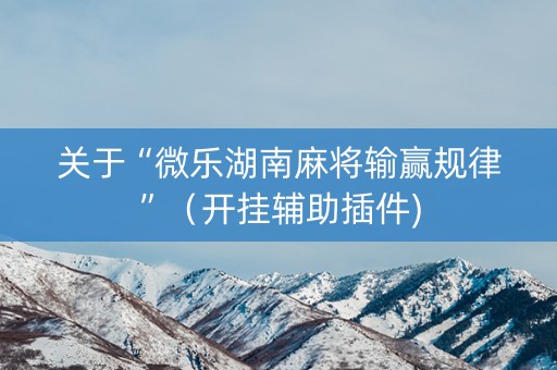 关于“微乐湖南麻将输赢规律”（开挂辅助插件)