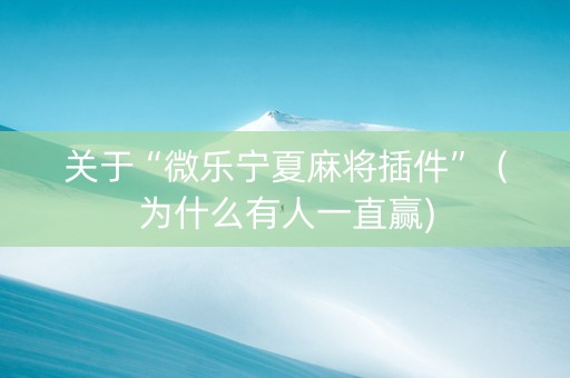 关于“微乐宁夏麻将插件”（为什么有人一直赢)