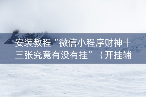 安装教程“微信小程序财神十三张究竟有没有挂”（开挂辅助插件)