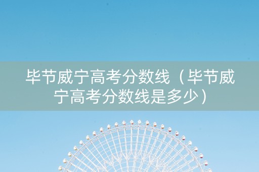 毕节威宁高考分数线（毕节威宁高考分数线是多少）