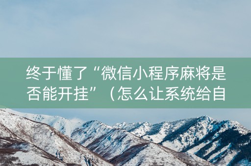 终于懂了“微信小程序麻将是否能开挂”（怎么让系统给自己好牌)