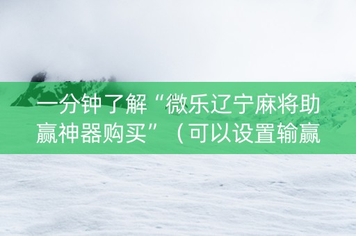 一分钟了解“微乐辽宁麻将助赢神器购买”（可以设置输赢吗)