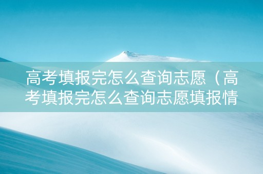 高考填报完怎么查询志愿（高考填报完怎么查询志愿填报情况）