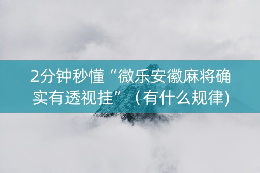 2分钟秒懂“微乐安徽麻将确实有透视挂”（有什么规律)