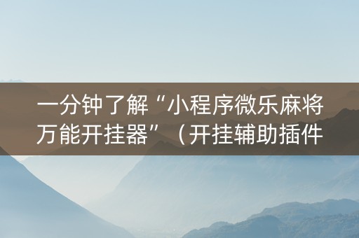 一分钟了解“小程序微乐麻将万能开挂器”（开挂辅助插件)