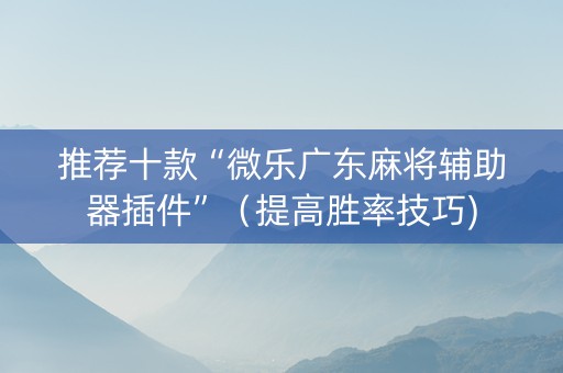 推荐十款“微乐广东麻将辅助器插件”（提高胜率技巧)