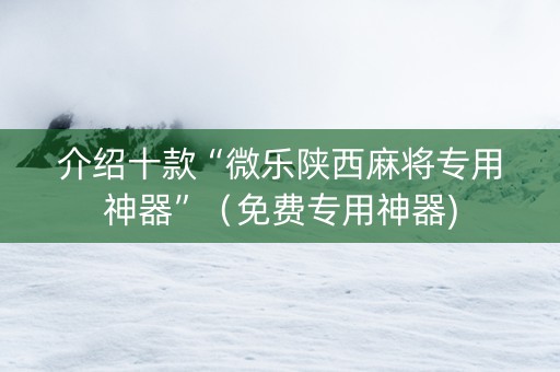 介绍十款“微乐陕西麻将专用神器”（免费专用神器)
