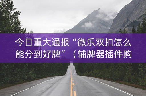 今日重大通报“微乐双扣怎么能分到好牌”（辅牌器插件购买)