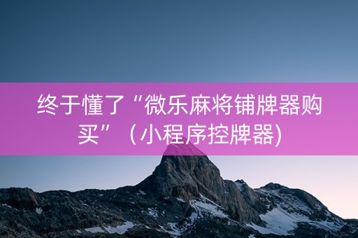 终于懂了“微乐麻将铺牌器购买”（小程序控牌器)