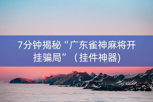 7分钟揭秘“广东雀神麻将开挂骗局”（挂件神器)