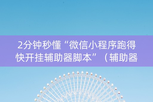 2分钟秒懂“微信小程序跑得快开挂辅助器脚本”（辅助器下载)