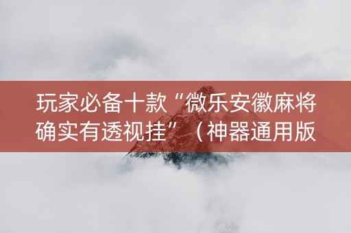 玩家必备十款“微乐安徽麻将确实有透视挂”（神器通用版)
