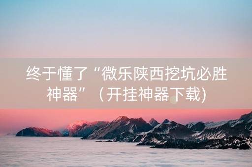 终于懂了“微乐陕西挖坑必胜神器”（开挂神器下载)