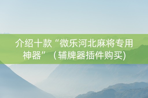 介绍十款“微乐河北麻将专用神器”（辅牌器插件购买)