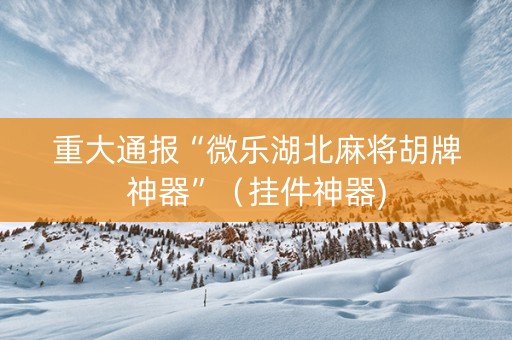 重大通报“微乐湖北麻将胡牌神器”（挂件神器)
