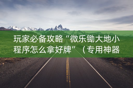 玩家必备攻略“微乐锄大地小程序怎么拿好牌”（专用神器)