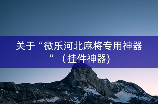 关于“微乐河北麻将专用神器”（挂件神器)