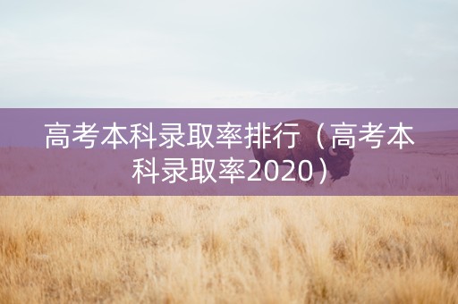 高考本科录取率排行（高考本科录取率2020）