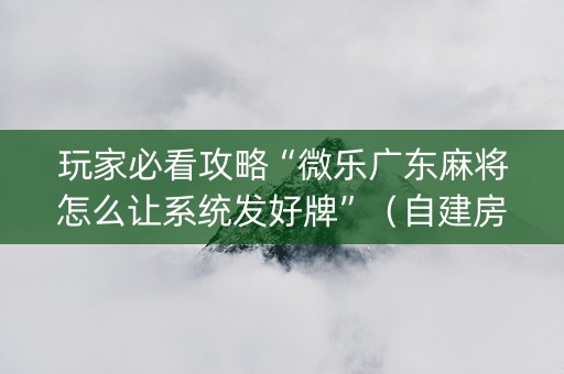 玩家必看攻略“微乐广东麻将怎么让系统发好牌”（自建房胜负规律)