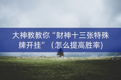 大神教教你“财神十三张特殊牌开挂”（怎么提高胜率)