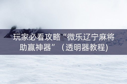 玩家必看攻略“微乐辽宁麻将助赢神器”（透明器教程)