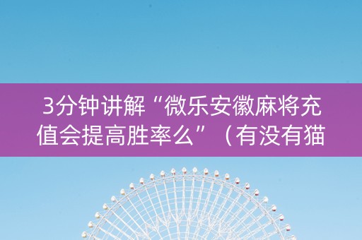 3分钟讲解“微乐安徽麻将充值会提高胜率么”（有没有猫腻)