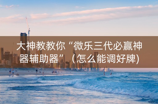 大神教教你“微乐三代必赢神器辅助器”（怎么能调好牌)