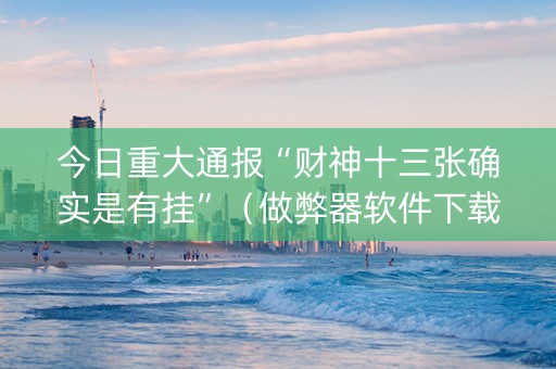 今日重大通报“财神十三张确实是有挂”（做弊器软件下载)