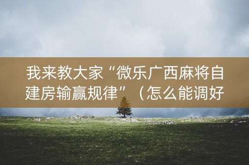 我来教大家“微乐广西麻将自建房输赢规律”（怎么能调好牌)