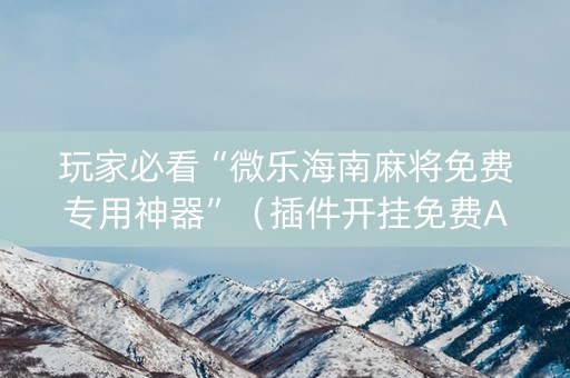 玩家必看“微乐海南麻将免费专用神器”（插件开挂免费AI)
