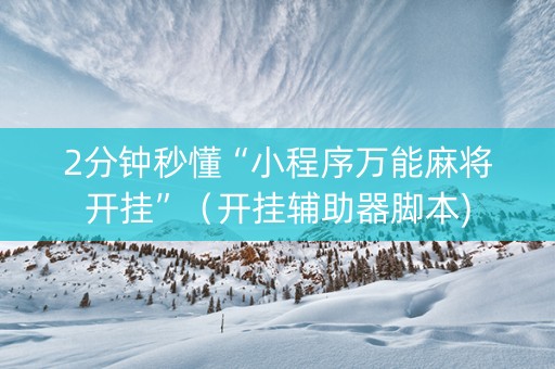 2分钟秒懂“小程序万能麻将开挂”（开挂辅助器脚本)