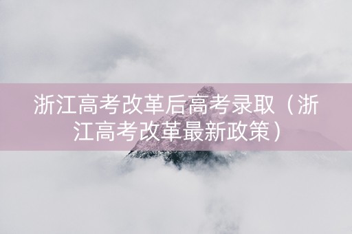 浙江高考改革后高考录取（浙江高考改革最新政策）