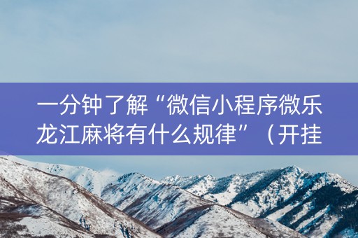 一分钟了解“微信小程序微乐龙江麻将有什么规律”（开挂辅助脚本)