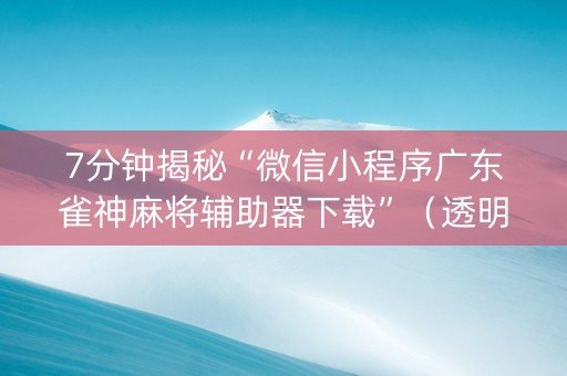 7分钟揭秘“微信小程序广东雀神麻将辅助器下载”（透明器教程)