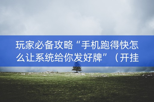 玩家必备攻略“手机跑得快怎么让系统给你发好牌”（开挂辅助插件)