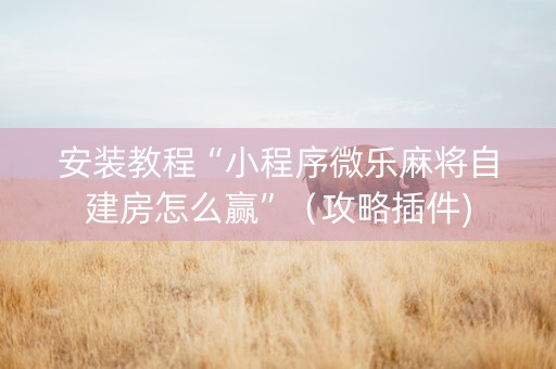 安装教程“小程序微乐麻将自建房怎么赢”（攻略插件)