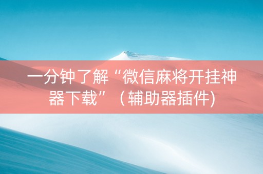 一分钟了解“微信麻将开挂神器下载”（辅助器插件)