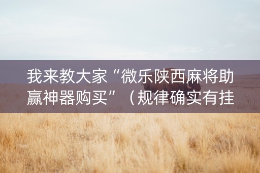我来教大家“微乐陕西麻将助赢神器购买”（规律确实有挂)